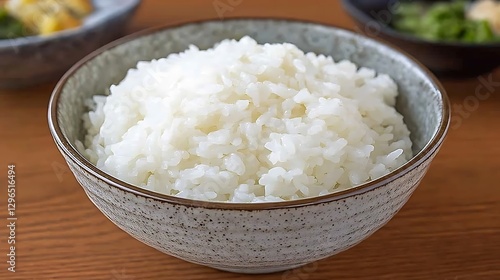 Wallpaper Mural Steamed rice bowl, wooden table Torontodigital.ca
