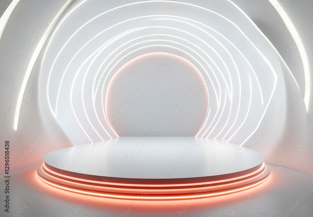Obraz premium Modern Minimalistic Stage with Futuristic Neon Lighting Effects