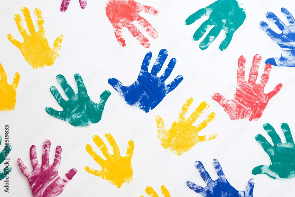 Different colorful hands prints on white background. Diversity and equality concept. Different colorful hands prints on white background. Diversity and equality concept.