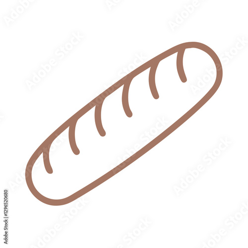 Baguette loaf icon with minimalist design and Mocha mousse outline 