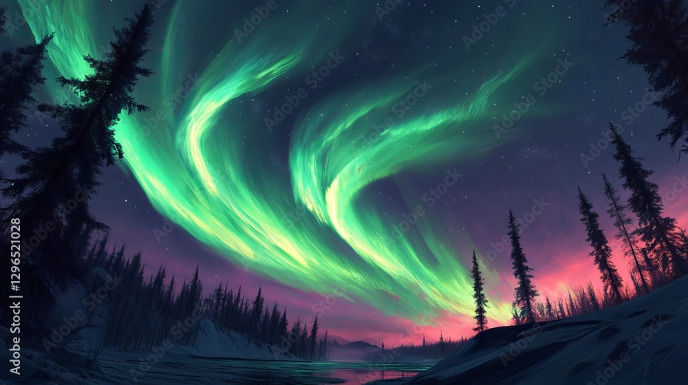 Obraz premium Professional Image A Glowing Aurora Swirling Over