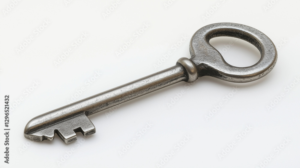 single metallic silver key with round head and intricate design, symbolizing security and access. This vintage style key evokes sense of nostalgia and mystery single metallic silver key with round head and intricate design, symbolizing security and access. This vintage style key evokes sense of nostalgia and mystery