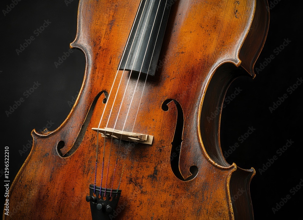 Close-up of an old cello, black background, musical instrument, close-up of the body and neck of the cello, high resolution, Close-up of an old cello, black background, musical instrument, close-up of the body and neck of the cello, high resolution,