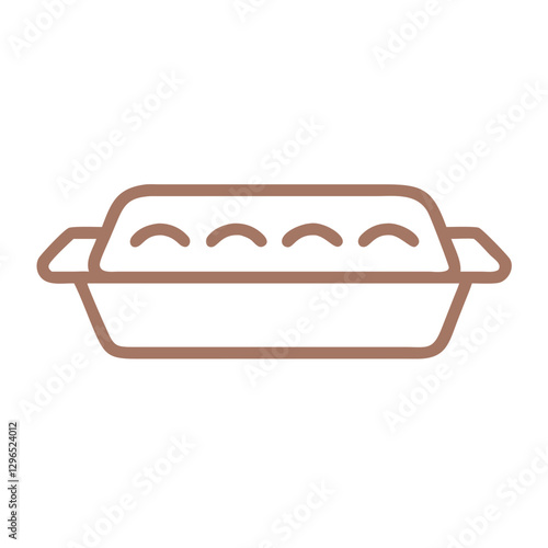 Baking tray icon with minimalist design and Mocha mousse outline 