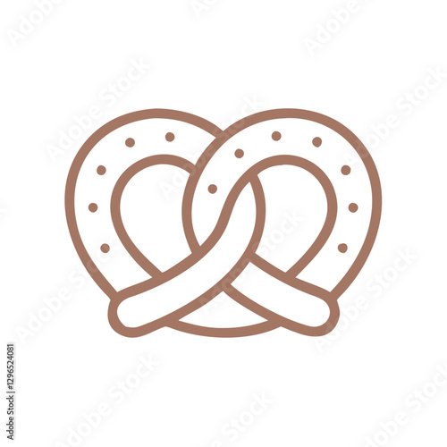  Pretzel icon with minimalist design and Mocha mousse outline 