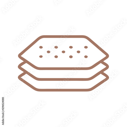  Layered crackers icon with minimalist design and Mocha mousse outline 