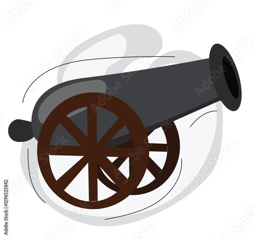  illustration of cannon ball ready to shoot.