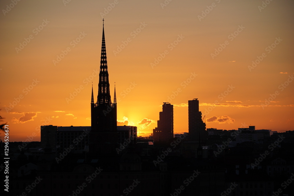 Rathaus von Stockholm bei Sonnenuntergang Rathaus von Stockholm bei Sonnenuntergang
