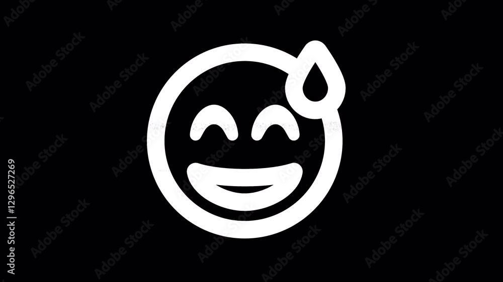 Icon grin beam sweat is distorted. Glitch. Noise, chromatic aberration, geometric distortion. Transparent background, looped. In-Out looped. Alpha BW at the end Icon grin beam sweat is distorted. Glitch. Noise, chromatic aberration, geometric distortion. Transparent background, looped. In-Out looped. Alpha BW at the end