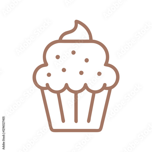 Cupcake icon with minimalist design and Mocha mousse outline 
