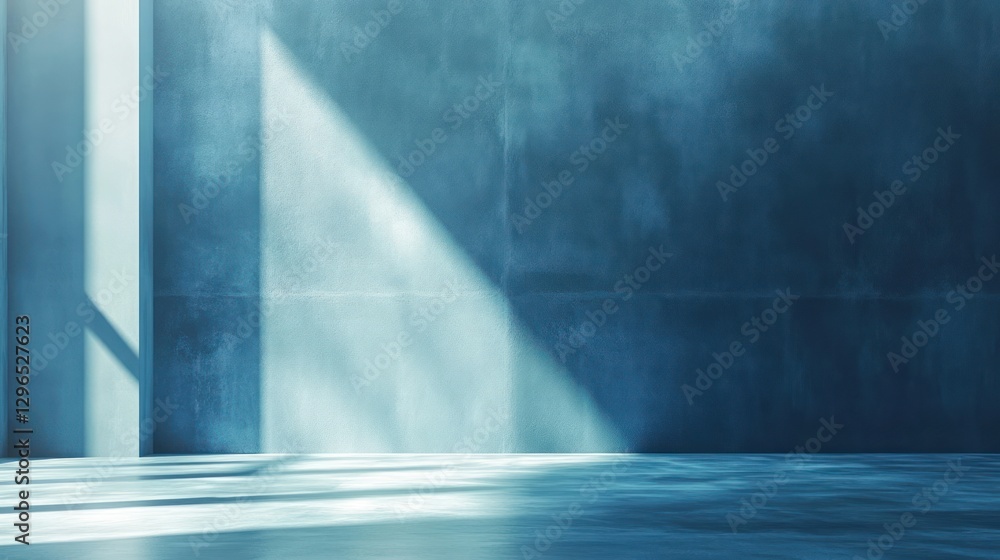 Sunlit concrete room, interior design, empty space, background, product display Sunlit concrete room, interior design, empty space, background, product display