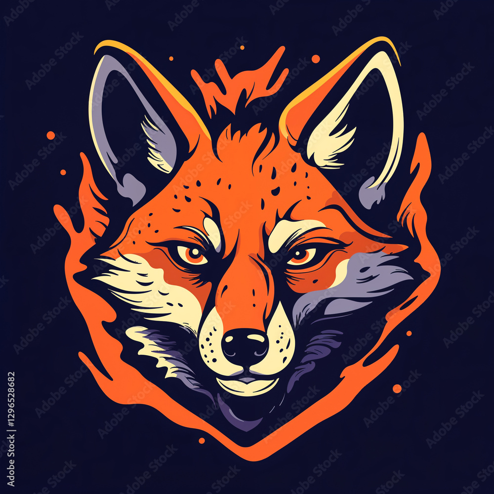 Modern orange fox mascot logo for gaming teams, cyber players, and social networks