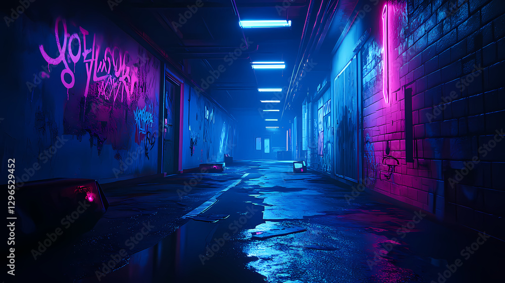 empty cyberpunk neon alleyway empty cyberpunk neon alleyway