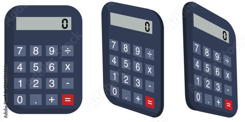 Basic Calculator graphic element from 3 directions, Accounting or mathematics design object