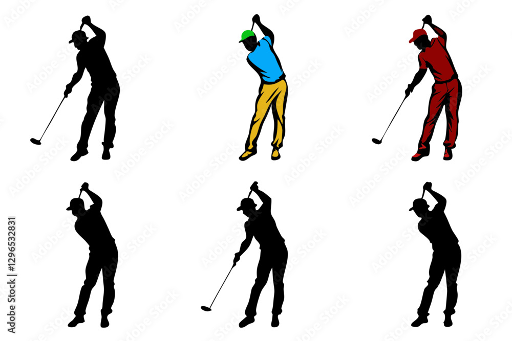 Naklejka premium set of Golfers silhouette vector illustration