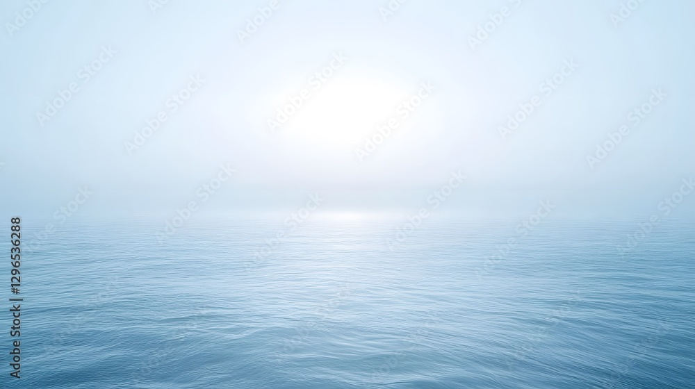 Calm and mysterious ocean water with foggy sky above it all Calm and mysterious ocean water with foggy sky above it all