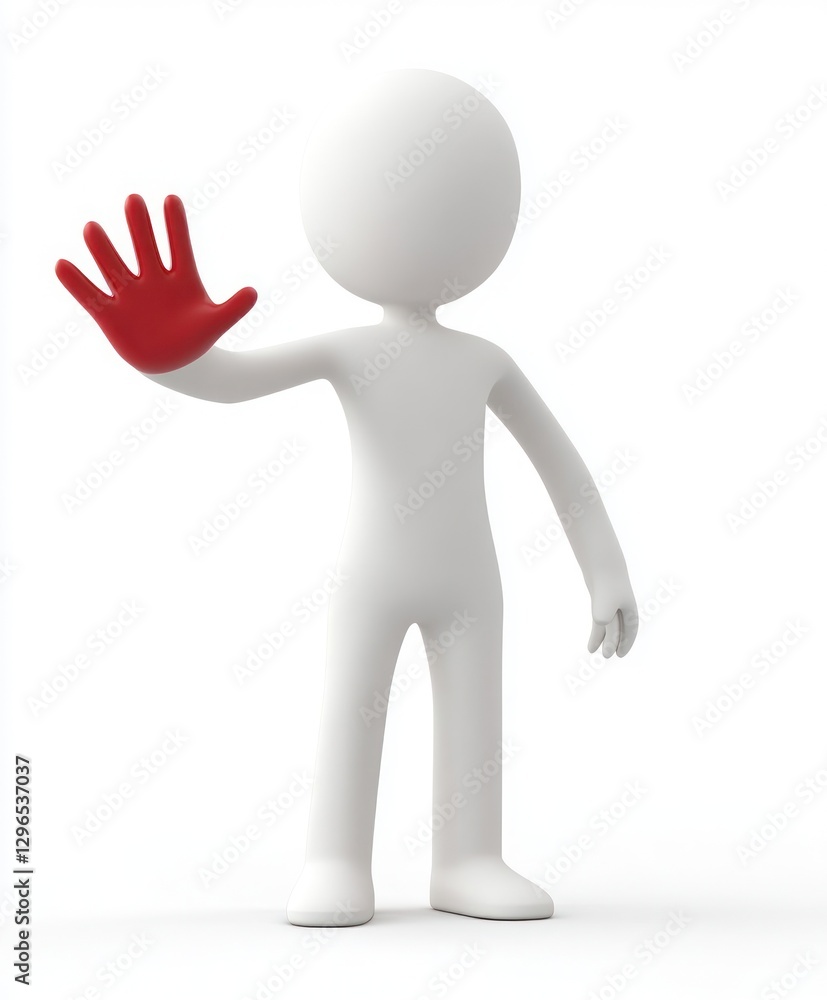 Figurative person gesturing a stop sign, simple style, white background, safety concept, use for warnings Figurative person gesturing a stop sign, simple style, white background, safety concept, use for warnings