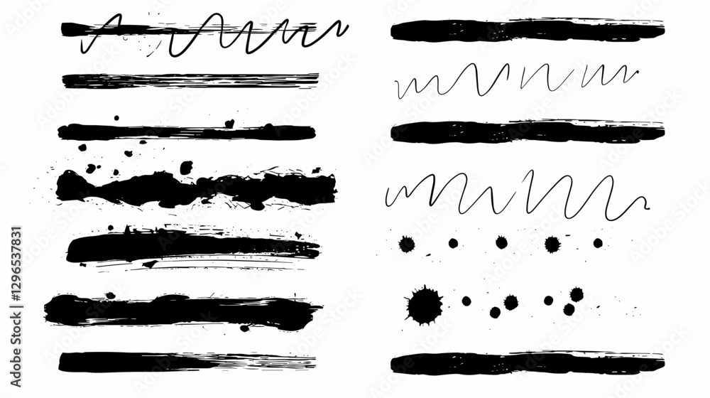 set of grunge ink brush