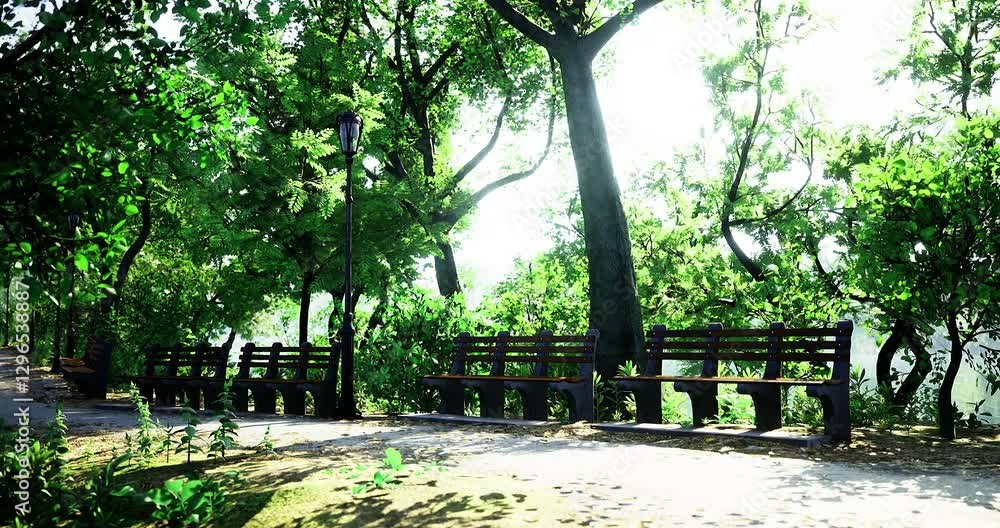 A peaceful park filled with vibrant green trees and benches inviting relaxation. Sunlight filters through the leaves, creating a tranquil atmosphere perfect for a stroll or reflection. A peaceful park filled with vibrant green trees and benches inviting relaxation. Sunlight filters through the leaves, creating a tranquil atmosphere perfect for a stroll or reflection.