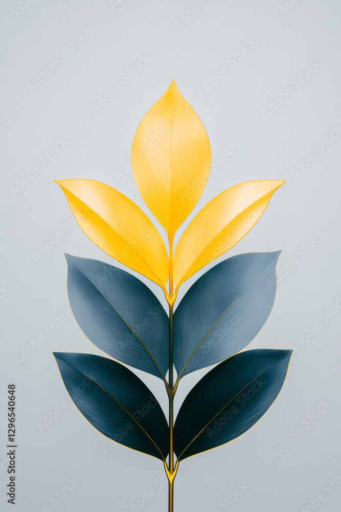 Modern concept shot of a snake plant with gold-tipped leaves, emphasizing its sculptural quality