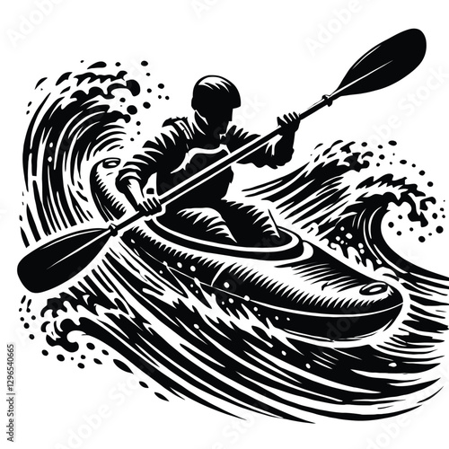 Kayaker Rapids Adventure