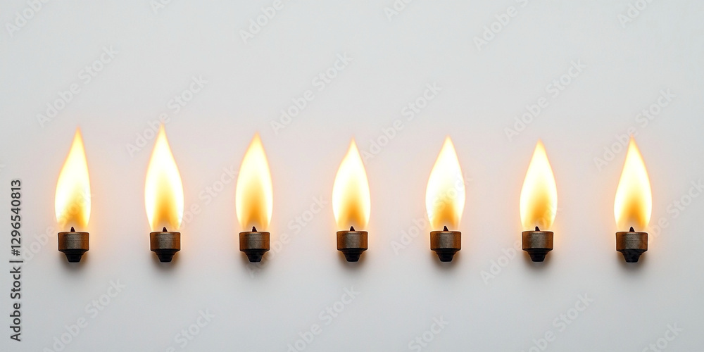 Burning lights on a neutral background, symbol of the Holy Spirit, prayer, Easter in the Christian faith Burning lights on a neutral background, symbol of the Holy Spirit, prayer, Easter in the Christian faith