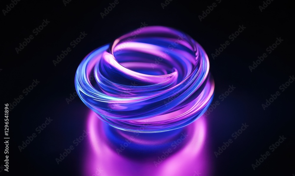 Abstract swirl of blue and purple liquid textures against a black background, illuminated by glowing neon light creating depth and fluidity Abstract swirl of blue and purple liquid textures against a black background, illuminated by glowing neon light creating depth and fluidity