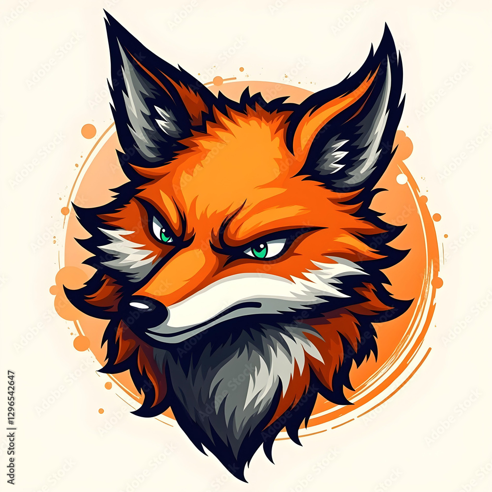 Modern orange fox mascot logo for gaming teams, cyber players, and social networks