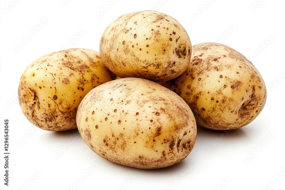 Freshly harvested potatoes piled on a clean surface