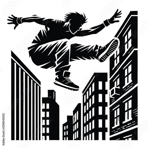 Parkour Athlete Jumping