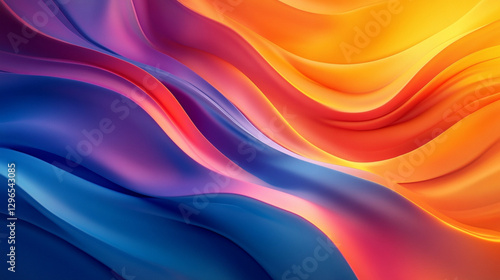 Wallpaper Mural A colorful, abstract painting with a blue and orange wave Torontodigital.ca