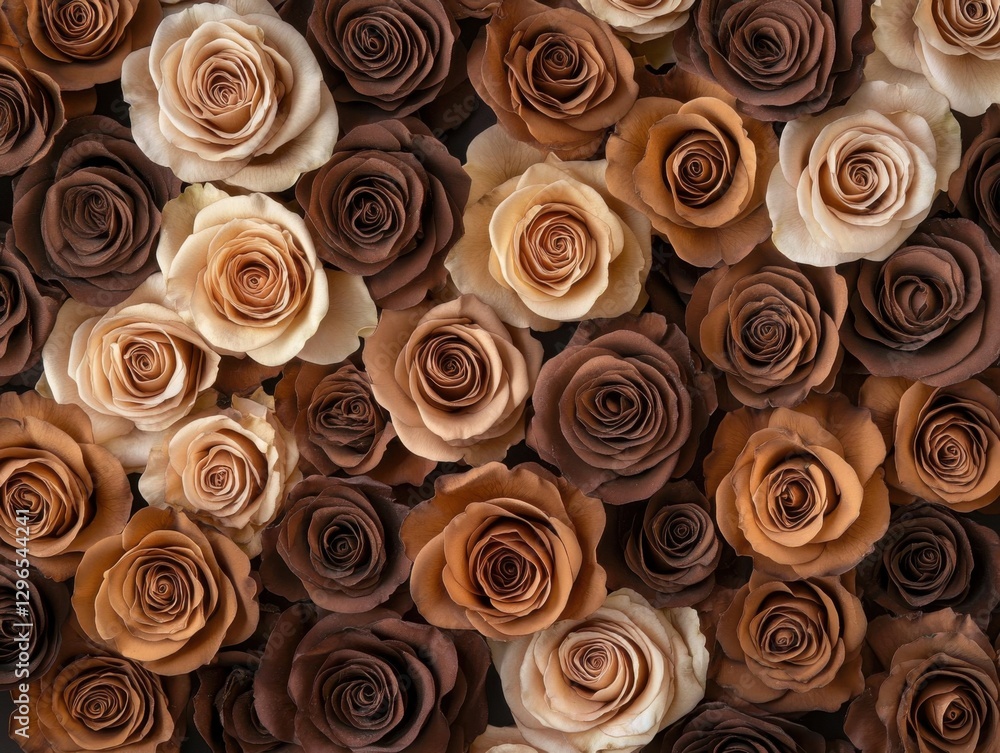 Backdrop of fresh, evenly bloomed roses in mocha mousse color. Color of the year Backdrop of fresh, evenly bloomed roses in mocha mousse color. Color of the year