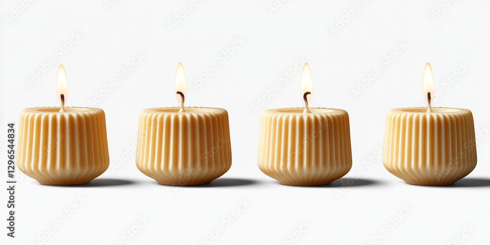 Row of modern shaped candles made of eco material on neural background Row of modern shaped candles made of eco material on neural background