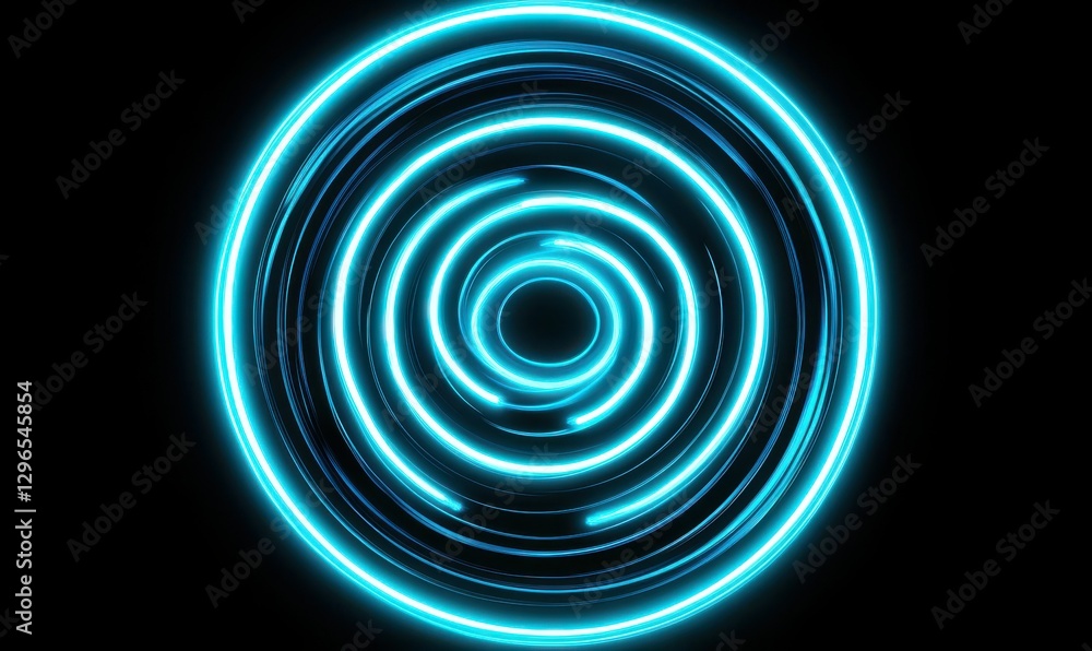 Fototapeta premium Abstract swirling patterns of blue and green neon light forming a dynamic visual against a dark background, symbolizing energy and motion