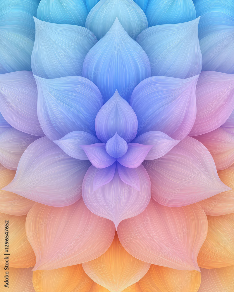 Fototapeta premium Kaleidoscopic pattern of multiple radiant blooms arranged in concentric circles, neon color