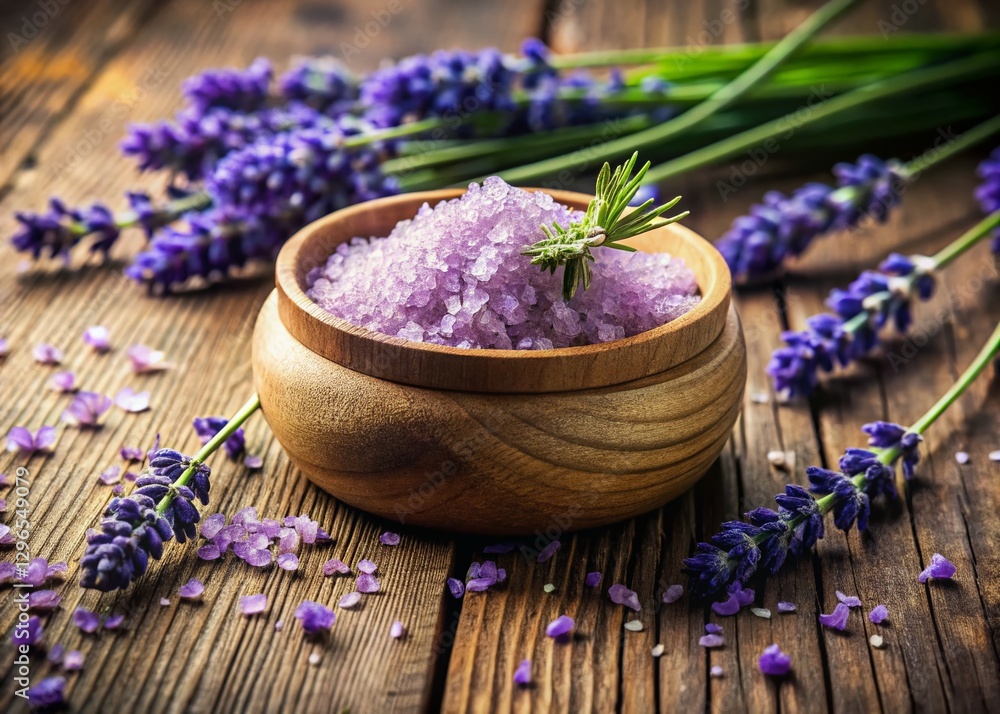 Lavender Sugar Scrub Bowl Close-up: Relaxing Spa Treatment Product Photography Lavender Sugar Scrub Bowl Close-up: Relaxing Spa Treatment Product Photography