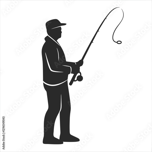 Fishing man silhouette vector illustration