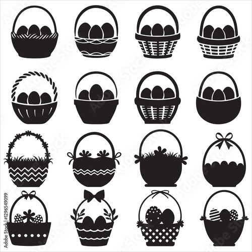 set vec tor various style Easter basket silhouettes	
