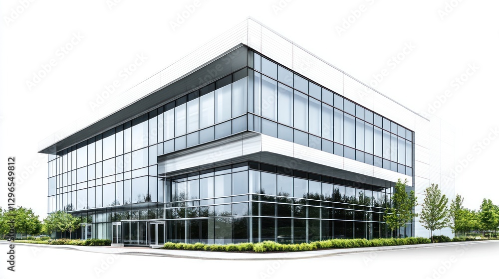 Obraz premium Modern office building exterior, city scape, commercial property, architecture, isolated
