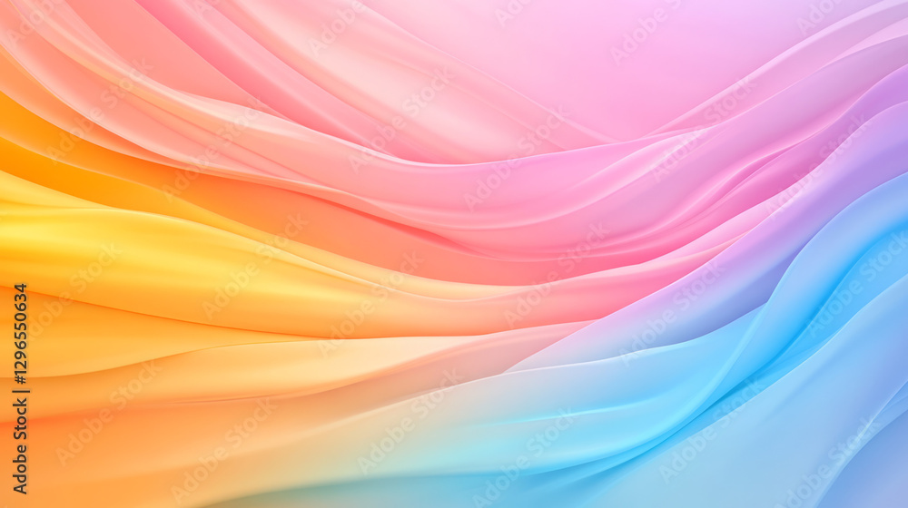 Obraz premium Vibrant soft-focus pattern blending bold pinks, yellows, and blues, gentle curves, painterly