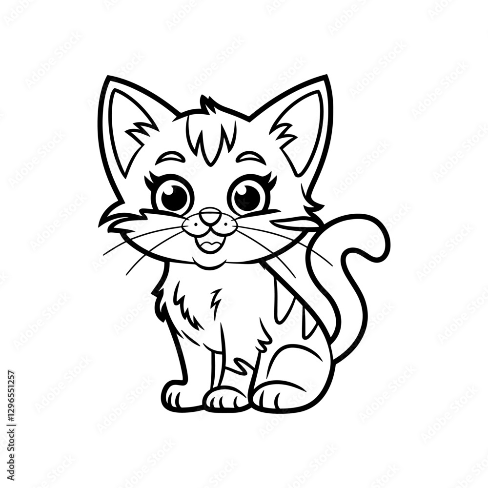 Fototapeta premium Cute Kitten Silhouette Icon – Adorable Cartoon Cat Vector Illustration for Pet, Animal, and Design Projects