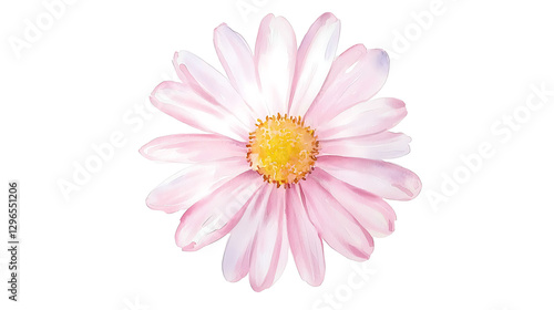 A close up of a pink flower with a yellow center