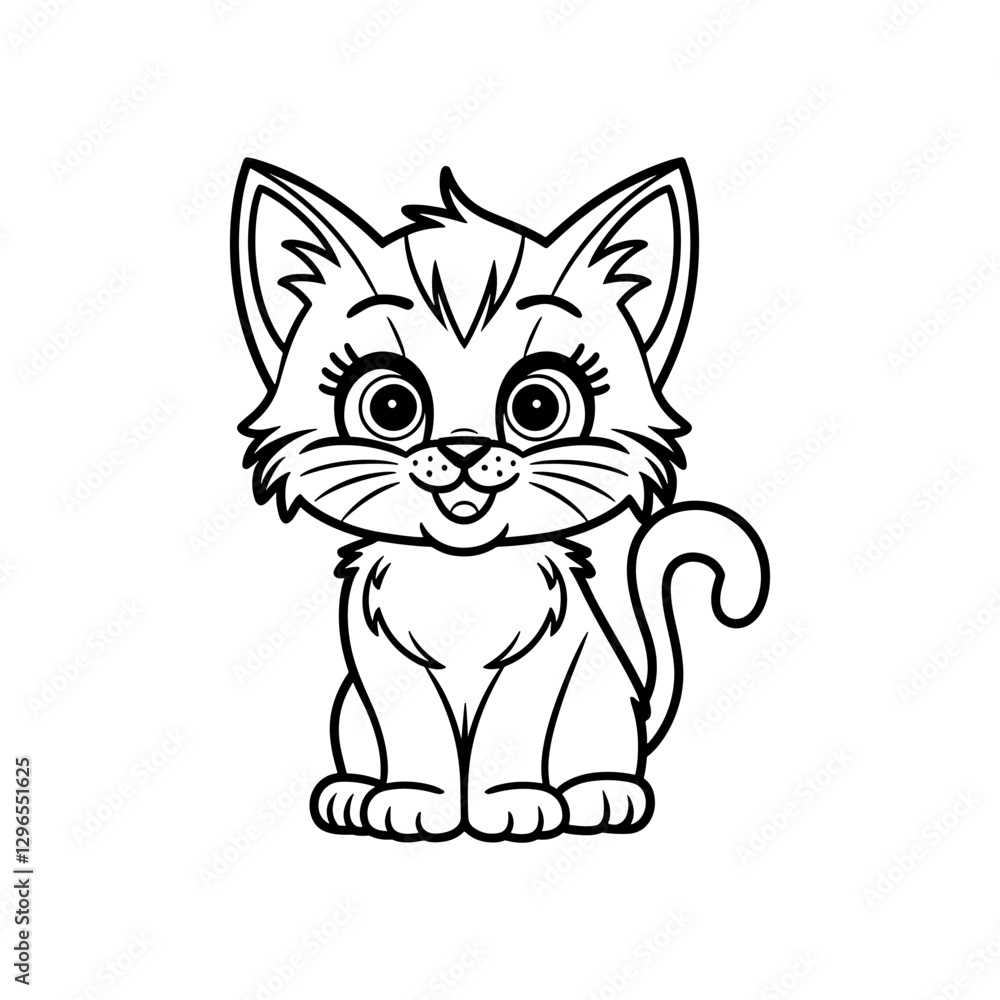 Obraz premium Cute Kitten Silhouette Icon – Adorable Cartoon Cat Vector Illustration for Pet, Animal, and Design Projects