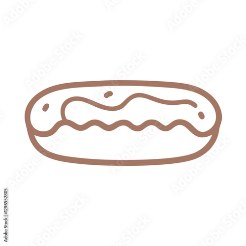 Chocolate eclair icon with minimalist design and Mocha mousse outline 

