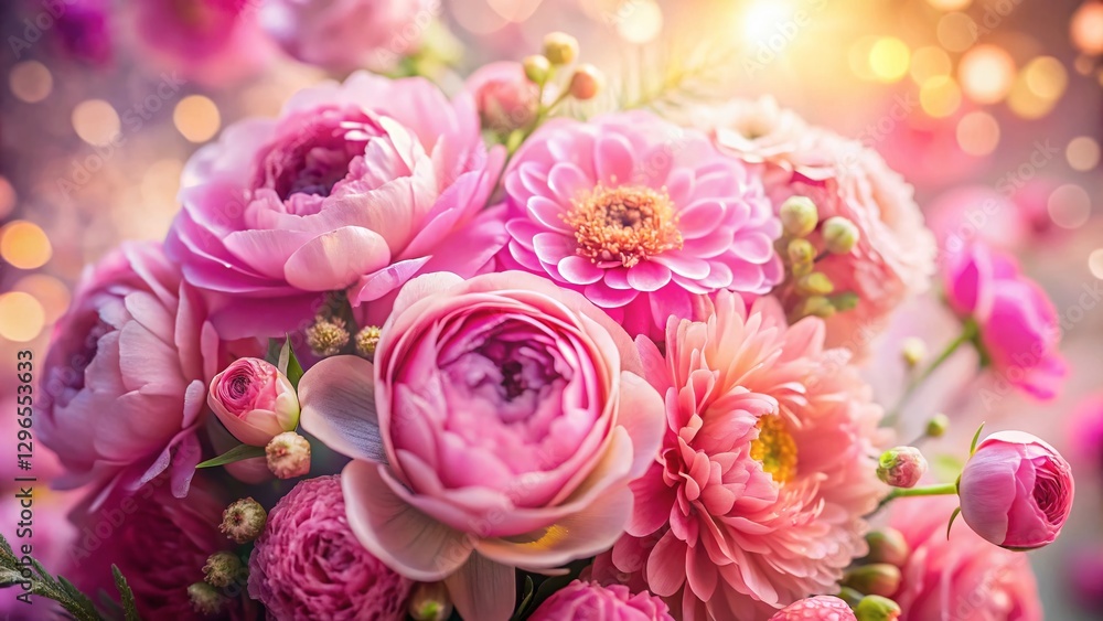 Fototapeta premium Long Exposure Close-Up of a Delicate Pink Flower Bouquet