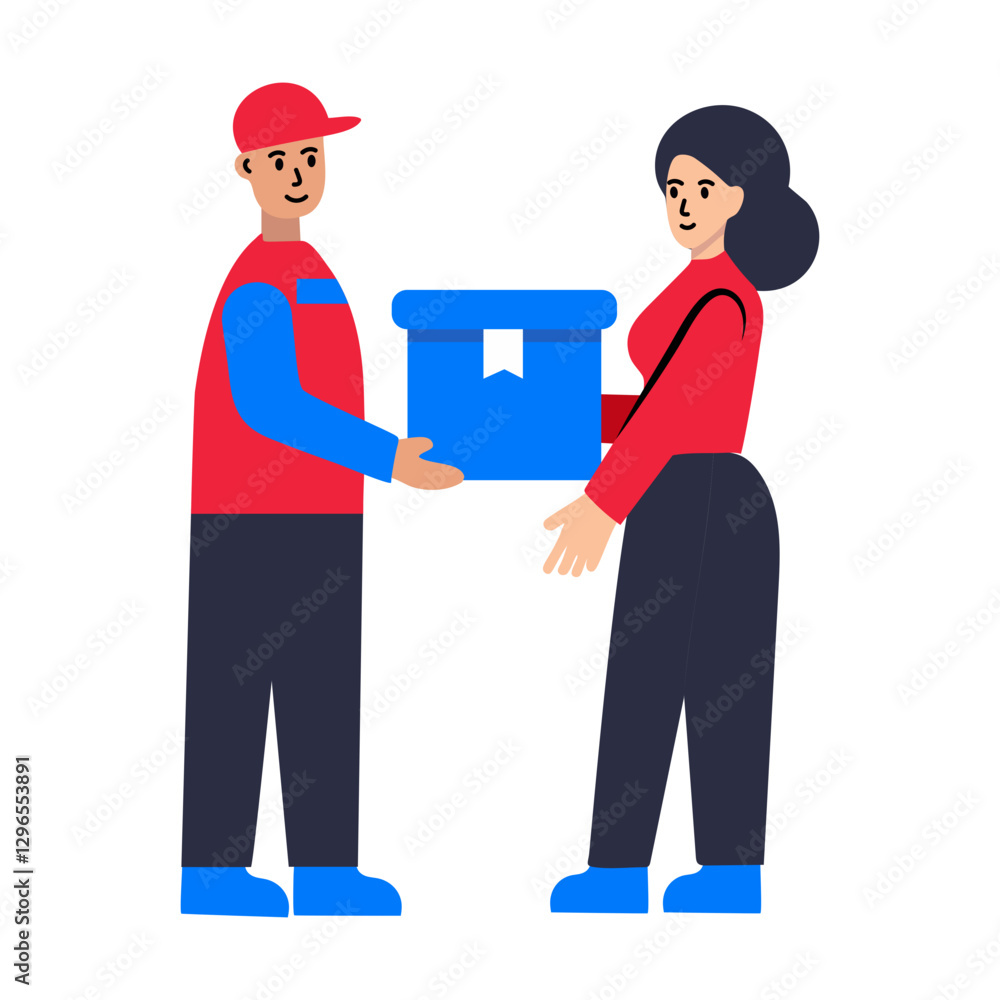 Parcel delivery icon of a character in flat style Parcel delivery icon of a character in flat style