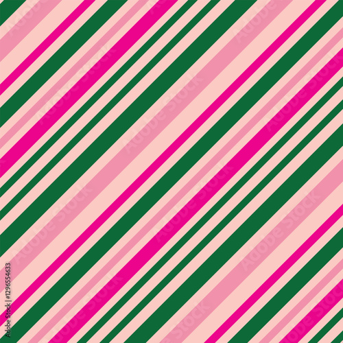 Hand drawn seamless pattern of diagonal bright pink green stripes, summer vibrant striped background, modern trendy contemporary fabric print, saturated energetic colors, rainbow design dopamin.