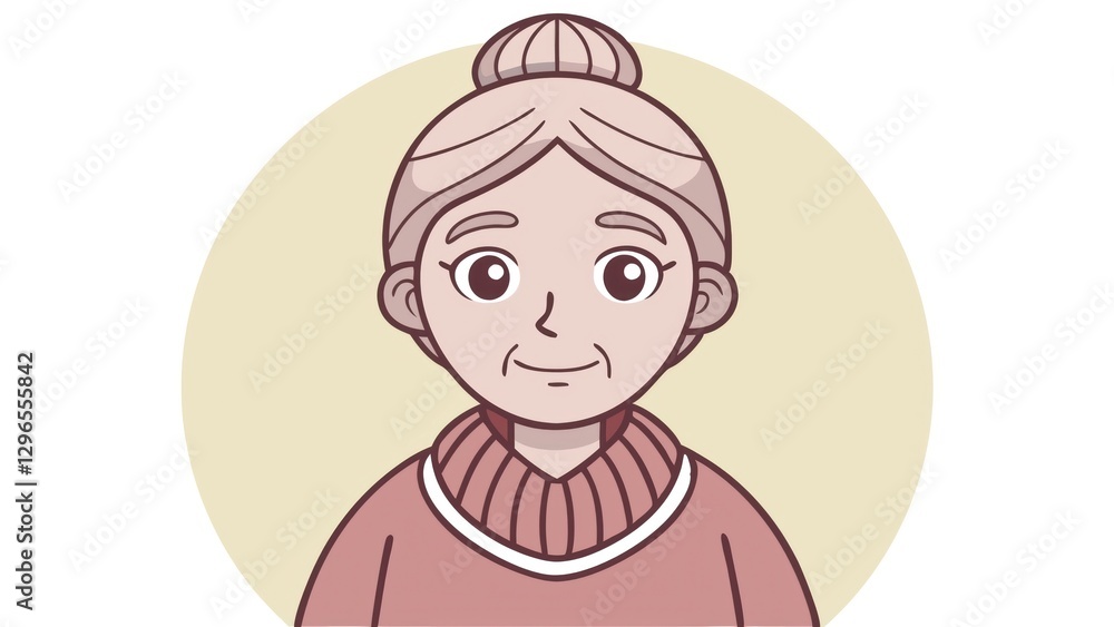 an illustration of an elderly woman. She has a kind face and is smiling gently. This image may be used to represent senior citizens, wisdom, and experience an illustration of an elderly woman. She has a kind face and is smiling gently. This image may be used to represent senior citizens, wisdom, and experience