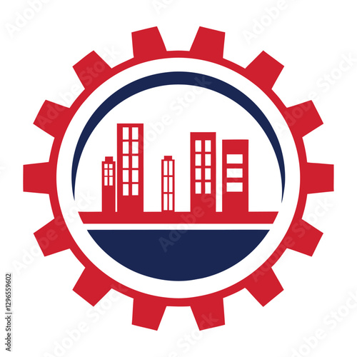 Stylized Industrial Manufacturing and Engineering Emblem photo