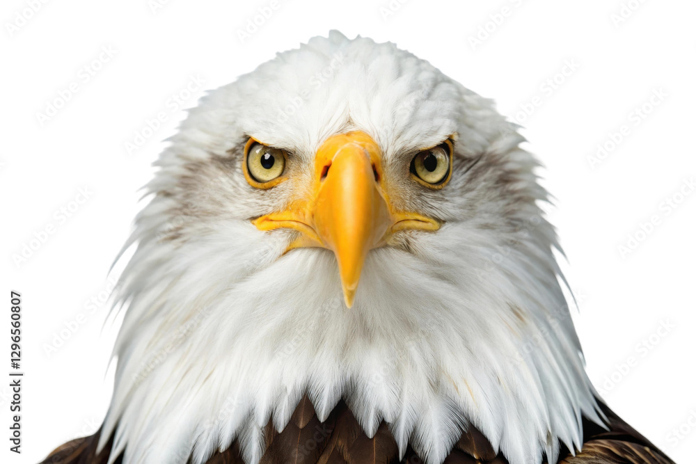Majestic bald eagle displays fierce expression with sharp gaze and striking colors in natural habitat during daylight hours, cut out Majestic bald eagle displays fierce expression with sharp gaze and striking colors in natural habitat during daylight hours, cut out